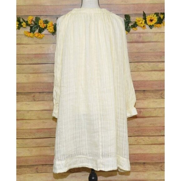 NWT Boho Zara Ladies Neutral Beige 100% Linen Knee Length Dress Size 13-14 Off T - Picture 7 of 15